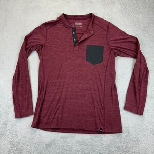 Outdoor Research Westport Henley Shirt Mens Size L Red Pocket Long Sleeve